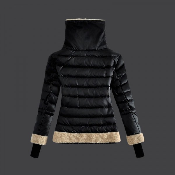 Moncler Donna Giù cappotto di lana del collare nero Presa M1027